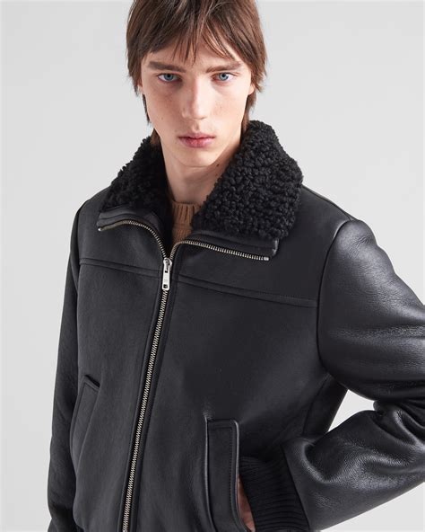 prada jacket fur lining|Black Shearling Fur Jacket .